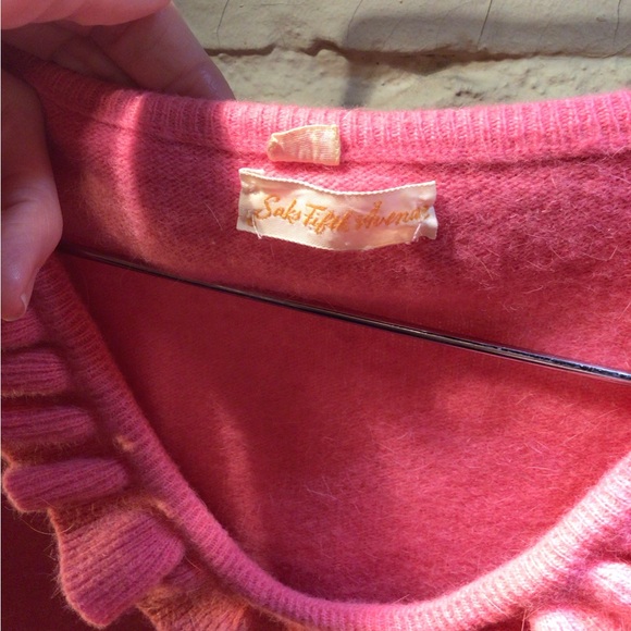 Saks Fifth Avenue Pink Ruffle Sweater - Picture 2 of 5